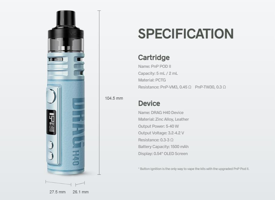 原廠正品 VOOPOO DRAG H40 40W 電子煙主機套裝 VC蒸氣