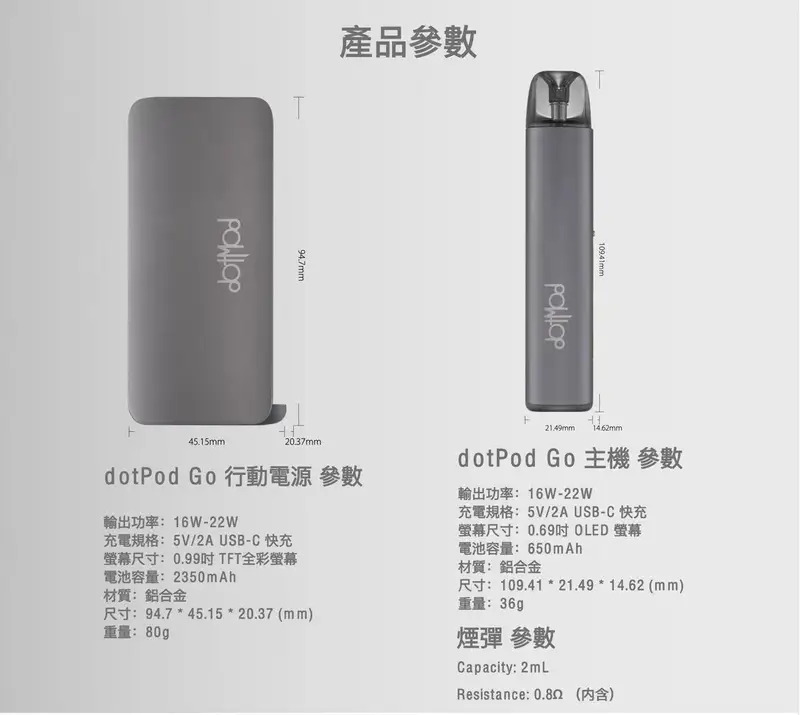 原廠正品 佩特里 Dotmod GO  主機套裝 含充電套件 dotPod Go 電子煙 小菸 小煙 套裝