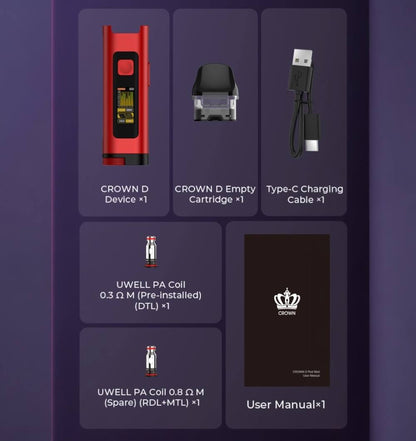 原廠正品 Uwell Crown D Pod Mod 35w 王冠 大小煙 主機套裝 現貨 當天出 VC蒸氣