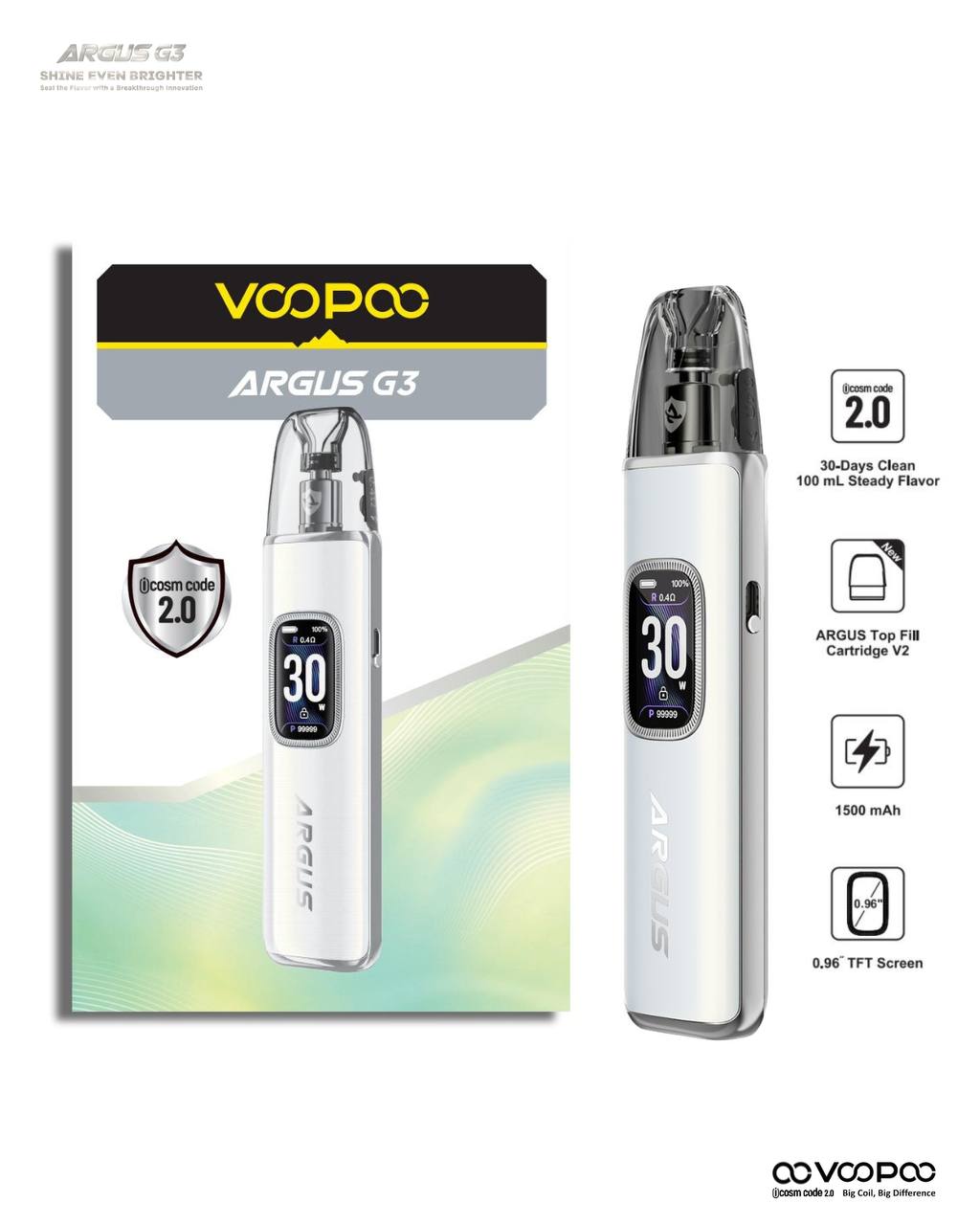 原廠正品 VOOPOO ARGUS G3 阿格斯 g3 1500mAh  大容量 電子煙 小煙 VC蒸氣