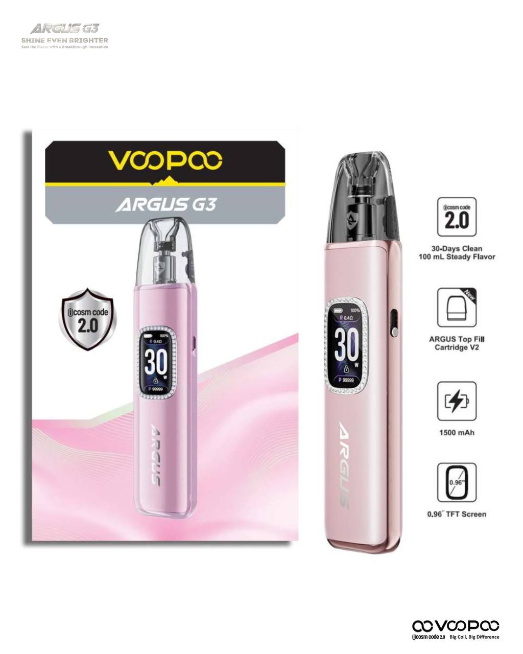 原廠正品 VOOPOO ARGUS G3 阿格斯 g3 1500mAh  大容量 電子煙 小煙 VC蒸氣